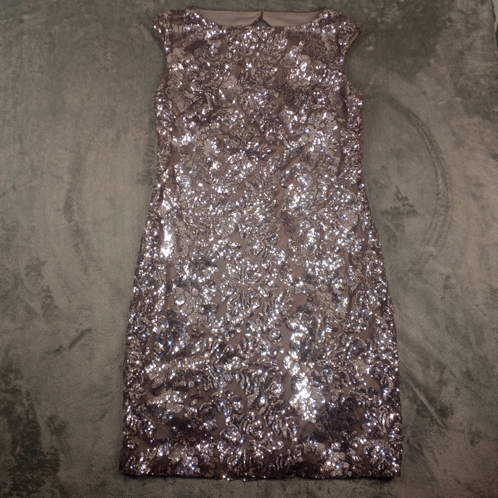 Ralph Lauren Special occasion Sequin Short  Cocktail Sheath Dress NWT Sz 14 - Picture 3 of 16